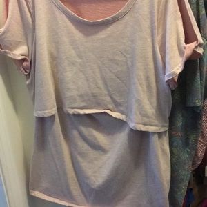 Blush pink nursing shirt keyhole sleeves